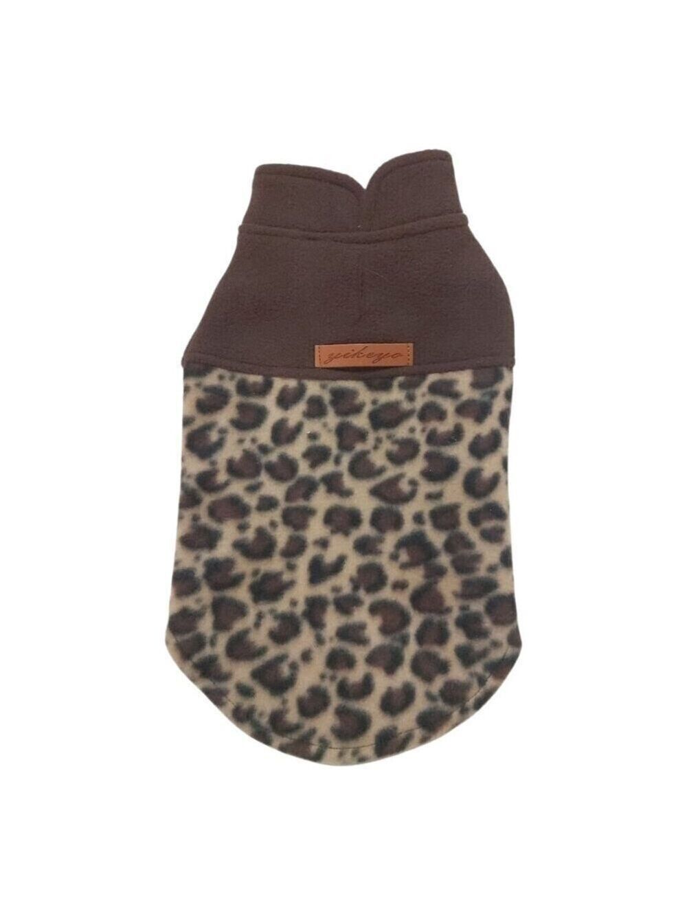 Yikeyo Soft Brown Leopard Print Dog Shirt - Size Medium